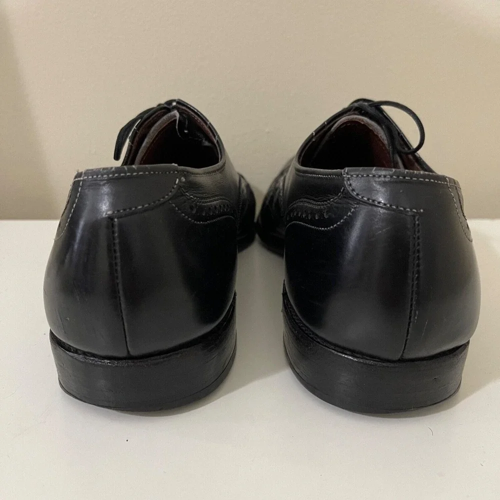 Allen Edmonds Mens Chester 9.5 D Black Leather Wingtip Oxfords Brogue Shoes USA‎